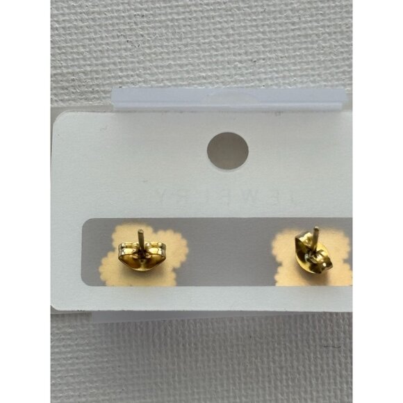 Gold-Tone Red  Stud Earrings With Beaded Edges - Picture 3 of 7